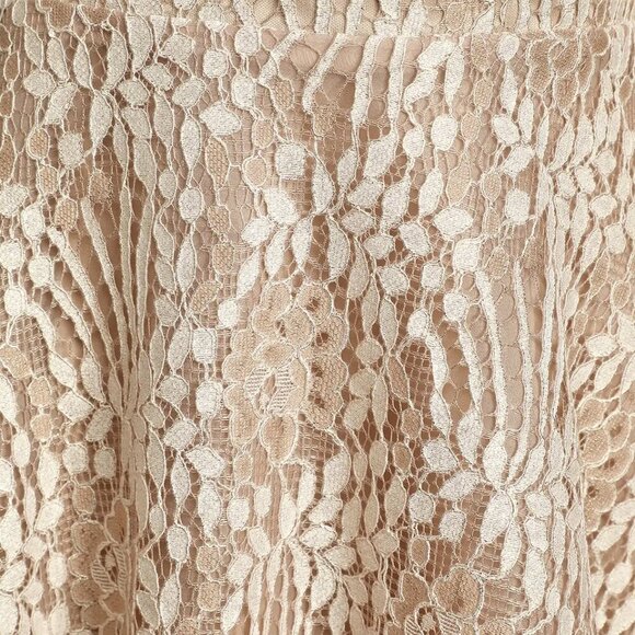 NWT Lulus All That Glimmers Champagne Lace Skater Dress - Picture 4 of 8